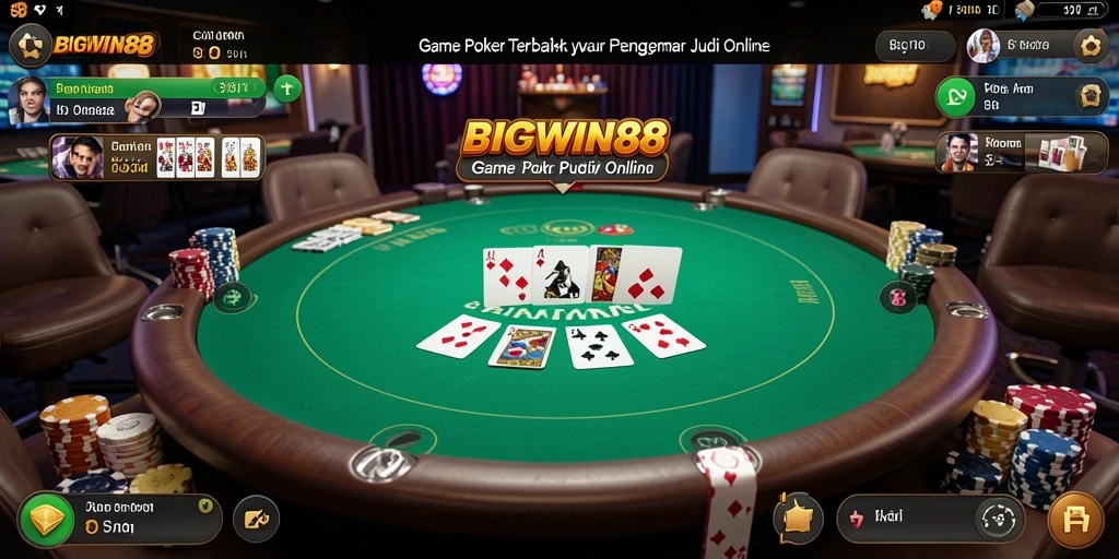 Menampilkan gameplay seru dari aplikasi Poker BIGWIN88.
