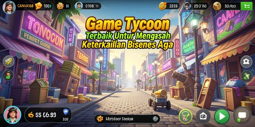 Tangkapan layar dari gameplay CANVA168 yang menunjukkan manajemen bisnis yang mendebarkan.