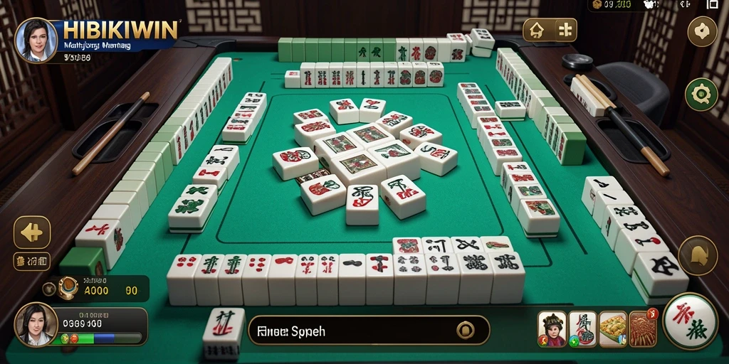 Screenshot HIBIKIWIN menampilkan momen seru saat bermain Mahjong.