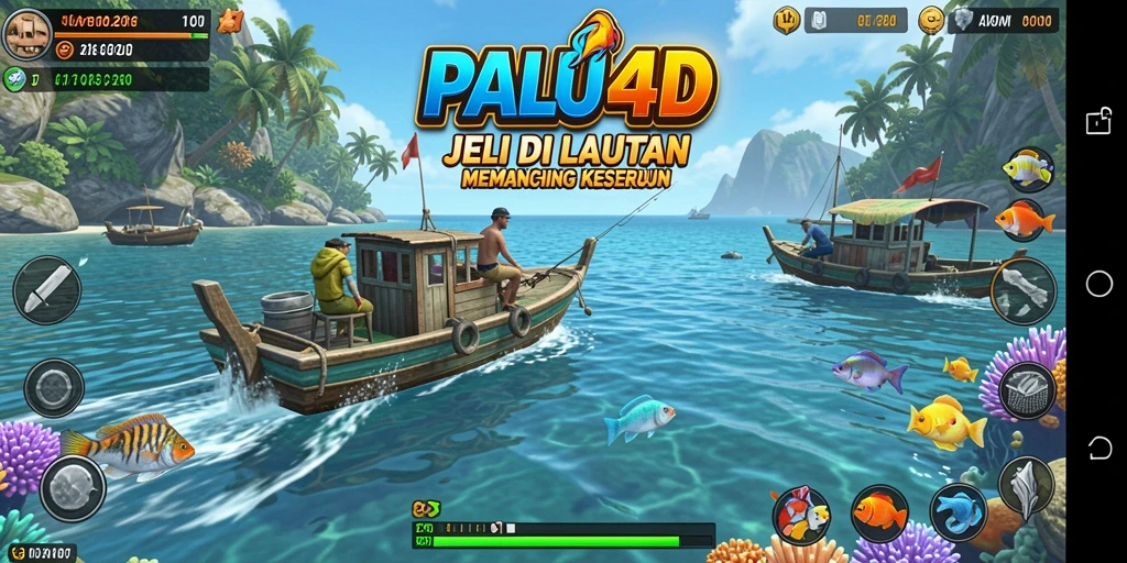 Screenshot utama PALU4D menampilkan gameplay memancing yang seru.