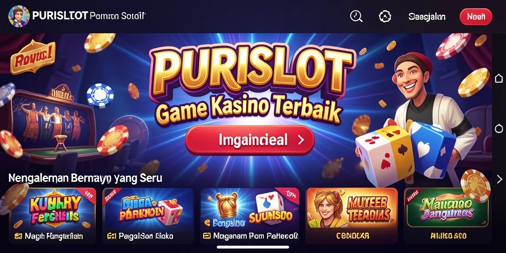 Tampilan screenshot utama PURISLOT menunjukkan aksi seru permainan slot Kasino.