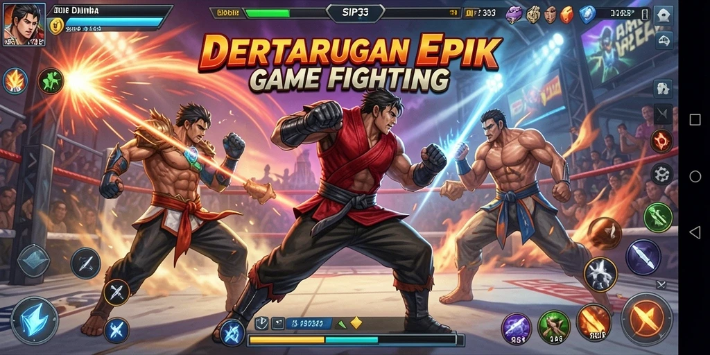 Tampilan dinamis gameplay SIP33 dengan pertarungan yang intens.